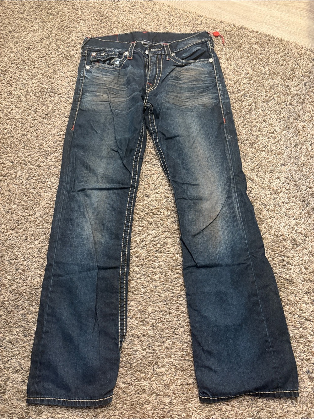 True Religion Men's Bootcut Jeans in Dark Blue Wash